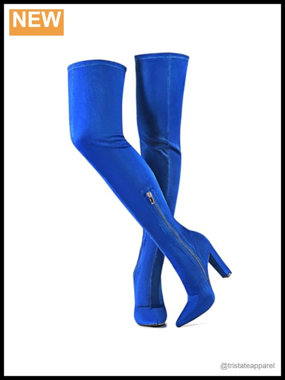 Women's Over the Knee Boots Suede Pointed Toe Chunky Heel 4.13in